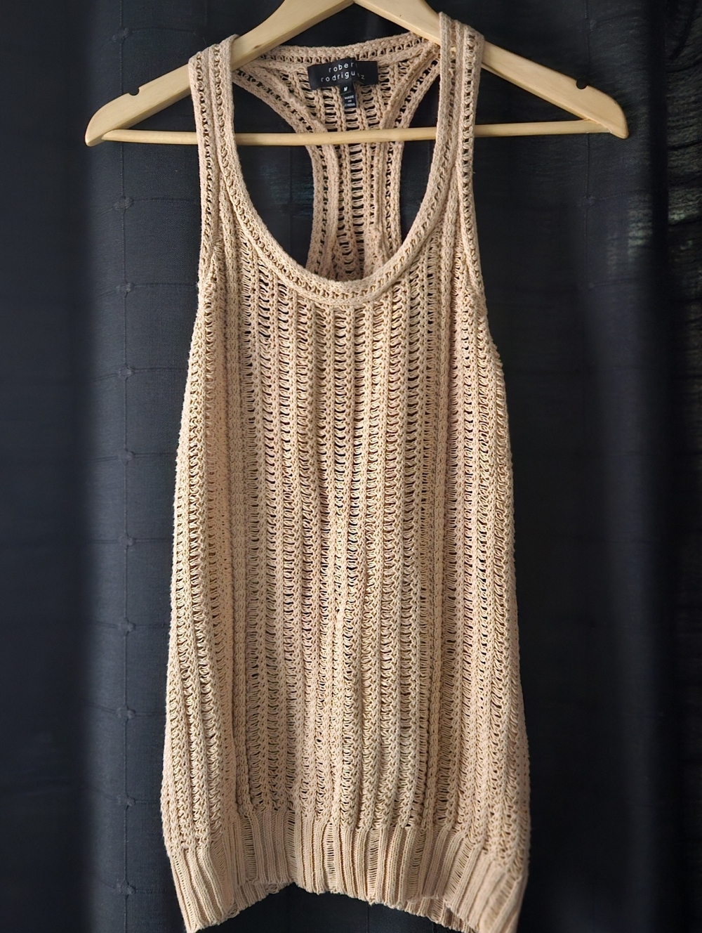 Robert Rodriguez Crochet Knit Racerback Tank Top Beige Neutral Size M - Picture 3 of 7